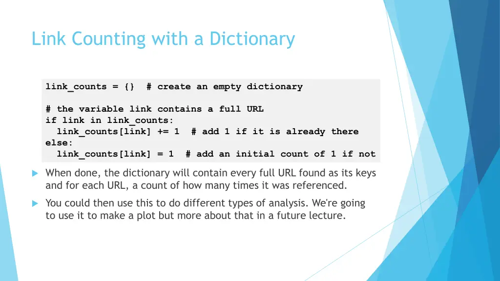 link counting with a dictionary