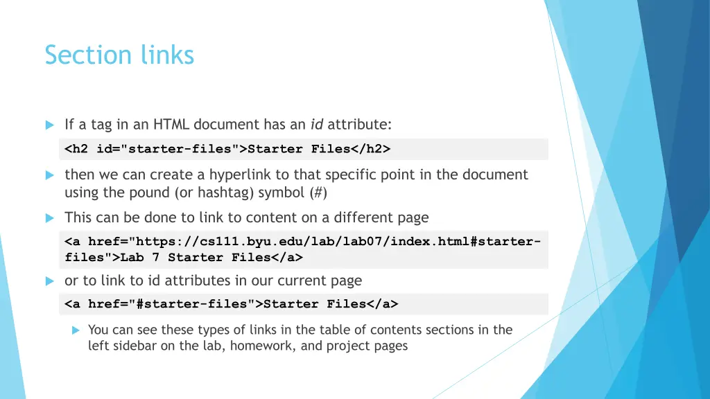 section links 1