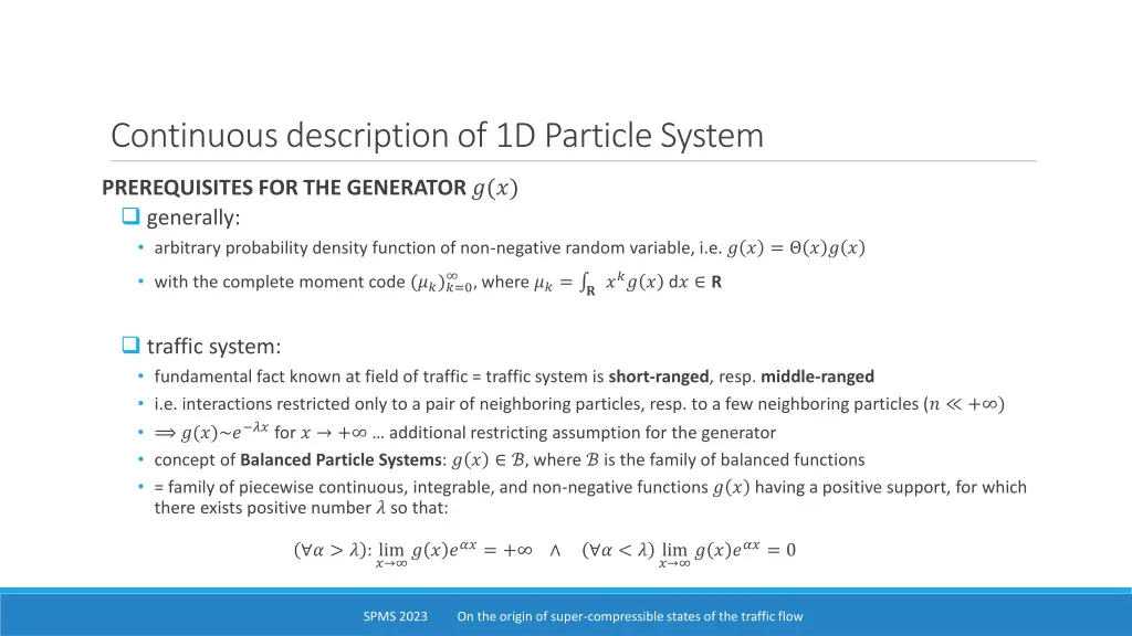 continuous description of 1d particle system 1