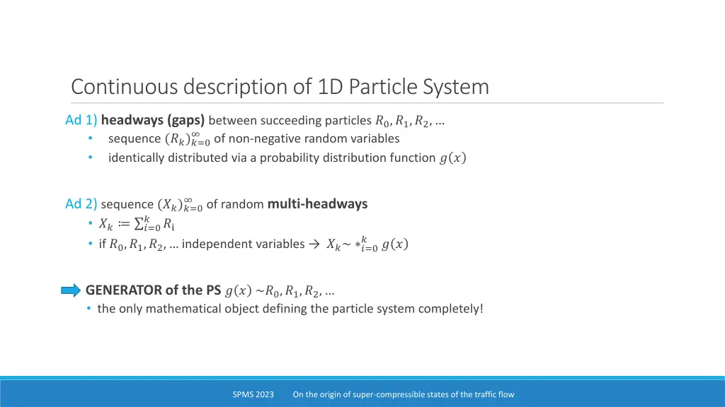 continuous description of 1d particle system