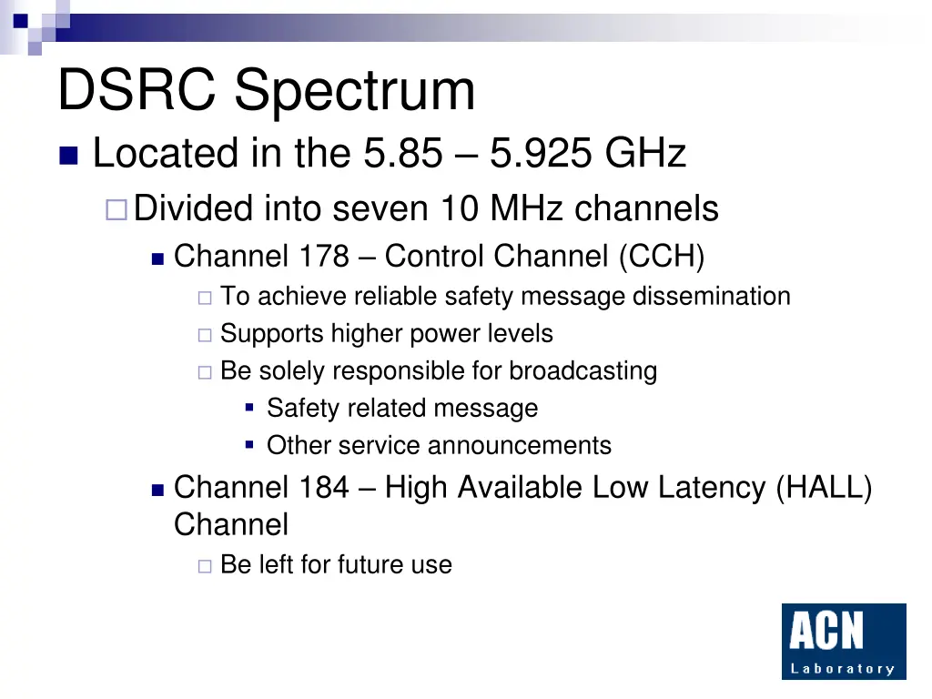 dsrc spectrum located