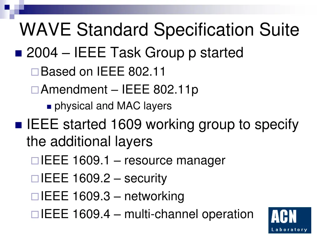 wave standard specification suite 2004 ieee task
