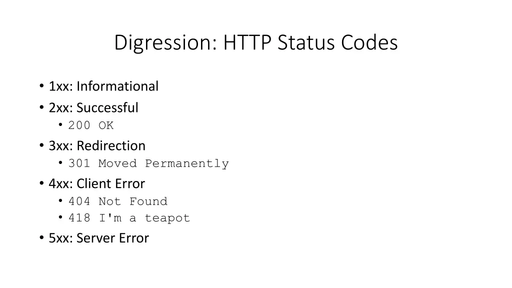 digression http status codes