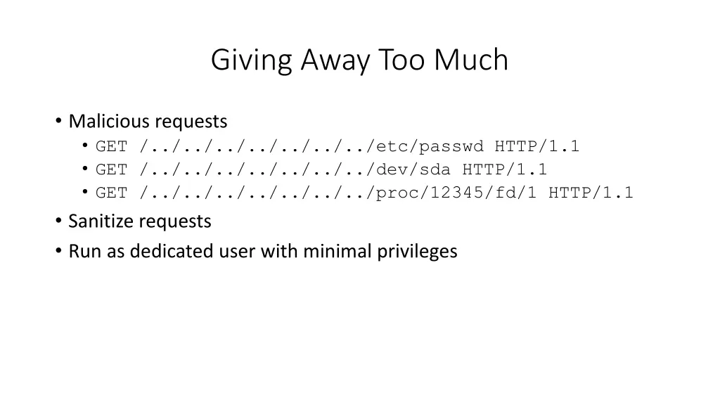 giving away too much