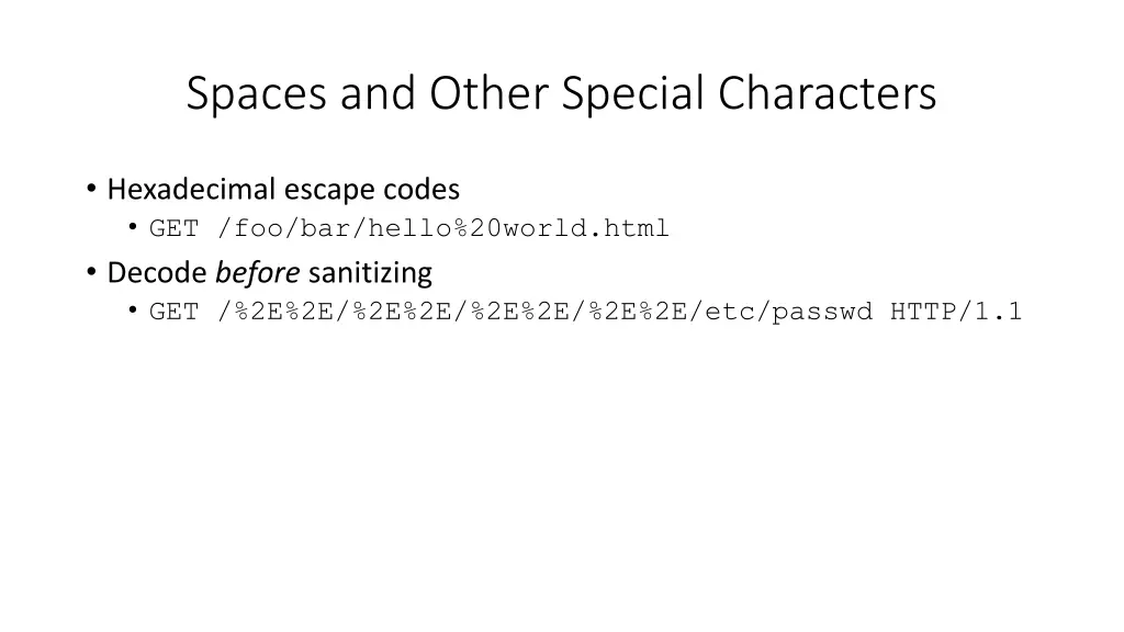 spaces and other special characters