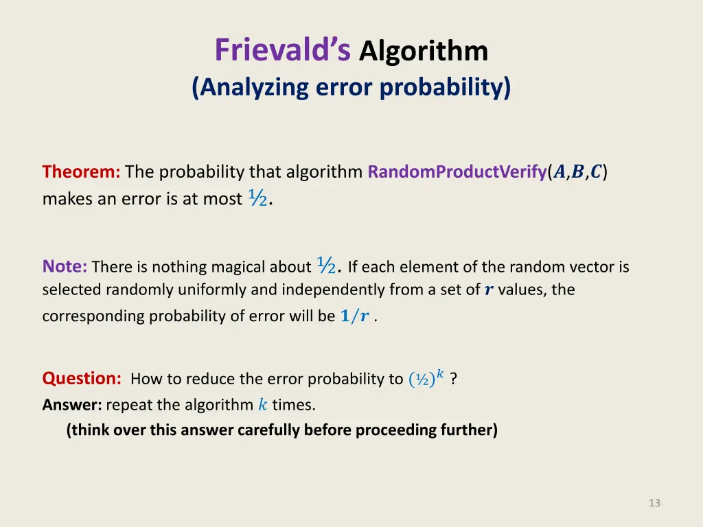 frievald s algorithm analyzing error probability 5