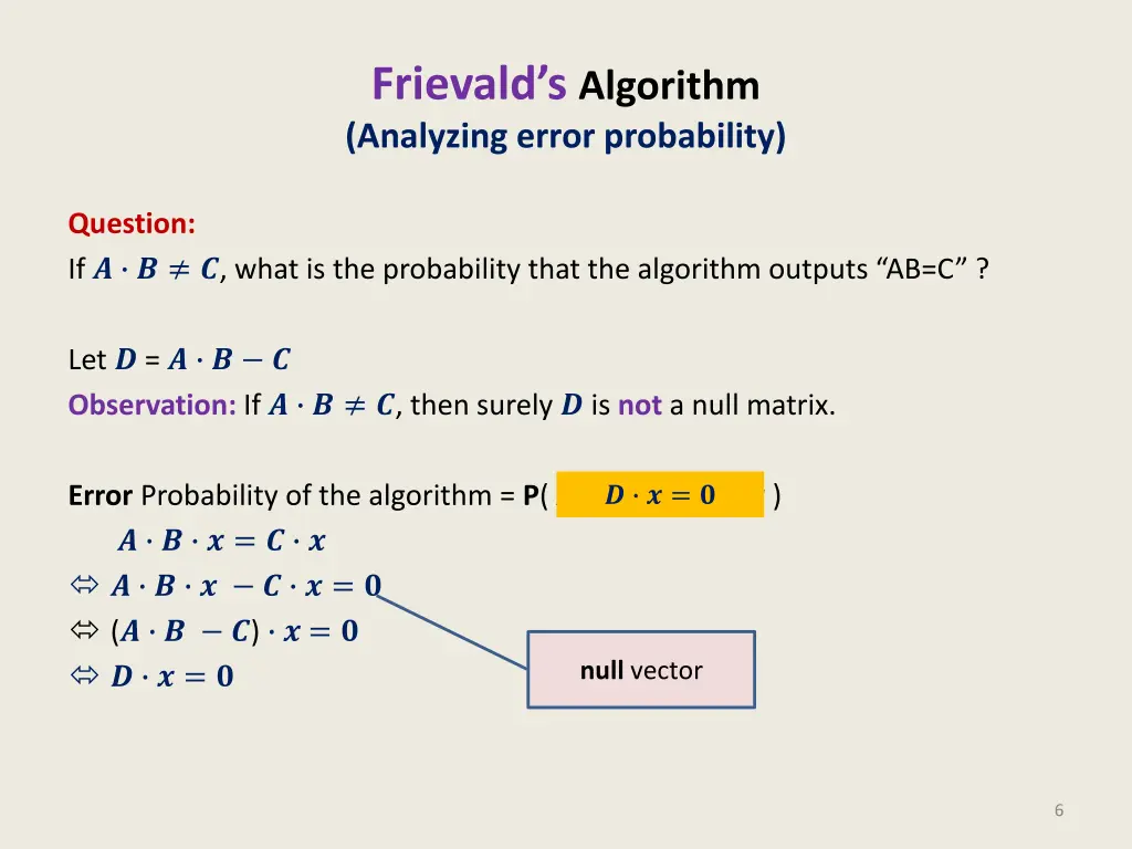 frievald s algorithm analyzing error probability