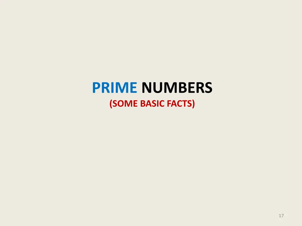 prime numbers some basic facts
