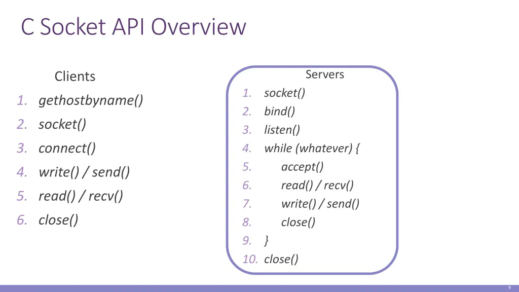 c socket api overview