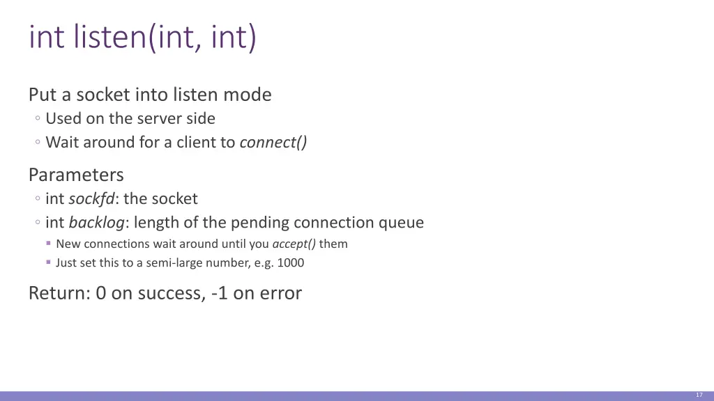 int listen int int