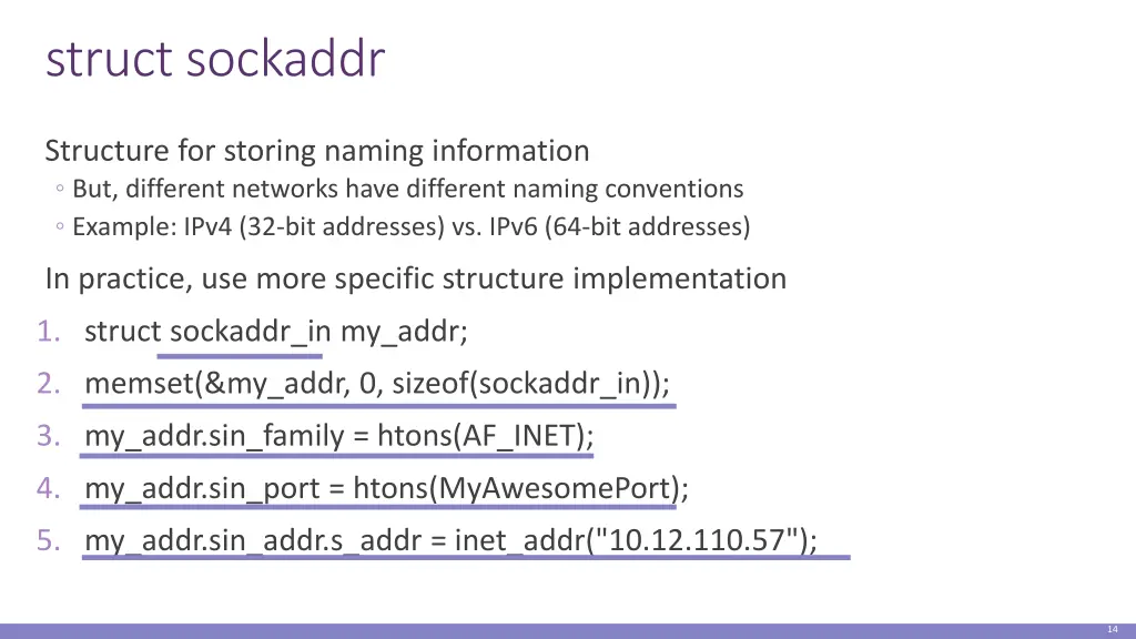 struct sockaddr