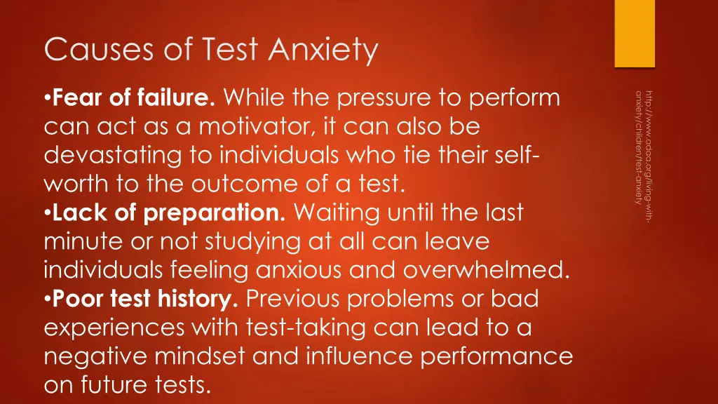 causes of test anxiety