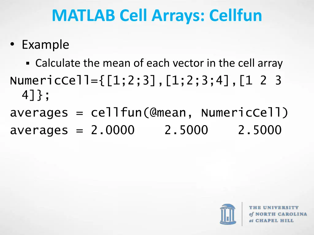 matlab cell arrays cellfun 1