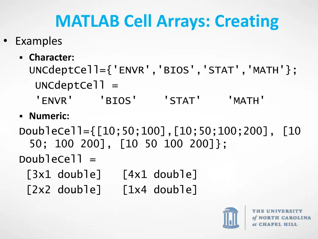 matlab cell arrays creating examples