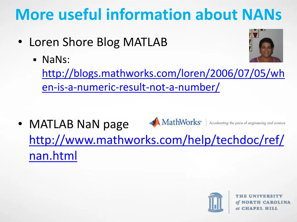more useful information about nans