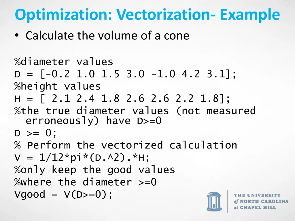 optimization vectorization example calculate