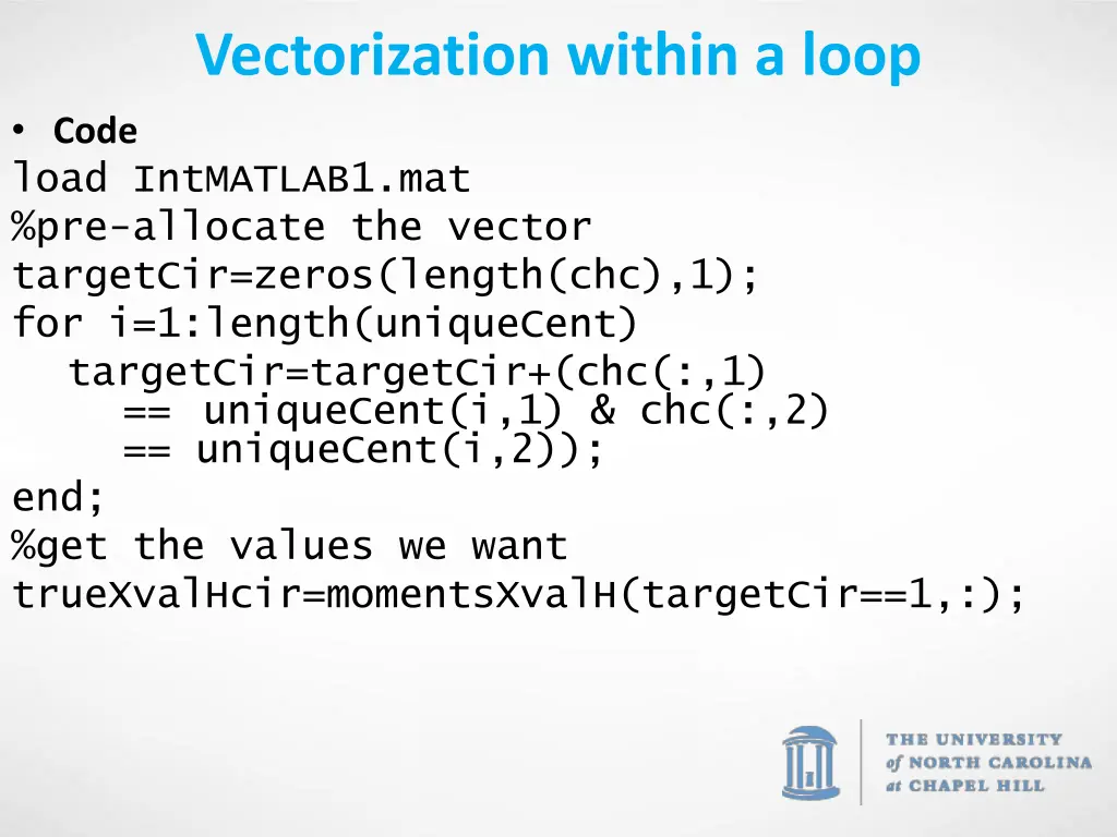 vectorization within a loop 1