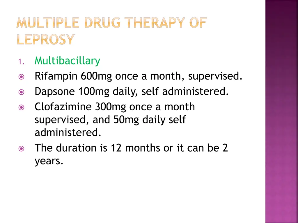 multiple drug therapy of leprosy