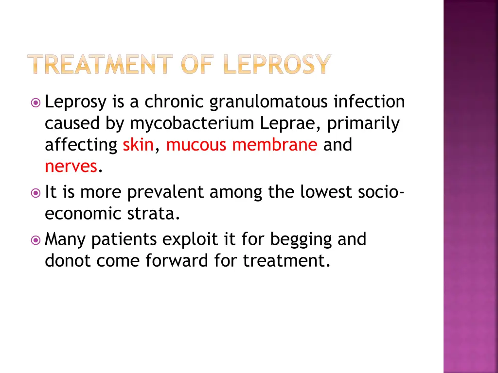 treatment of leprosy