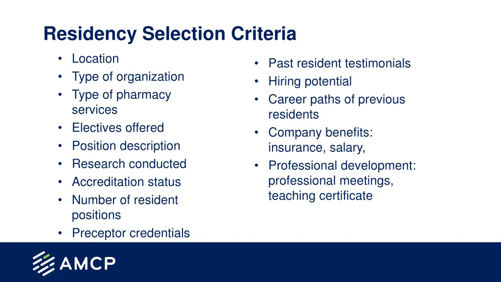 residency selection criteria
