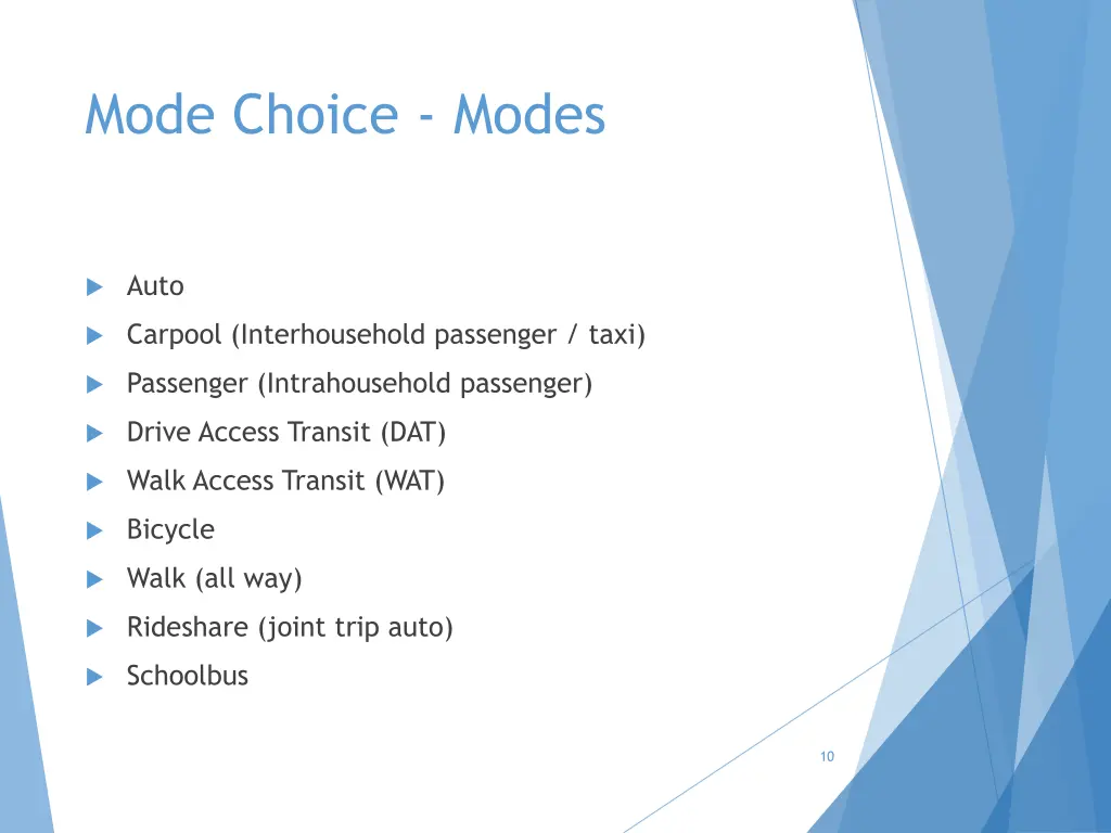 mode choice modes