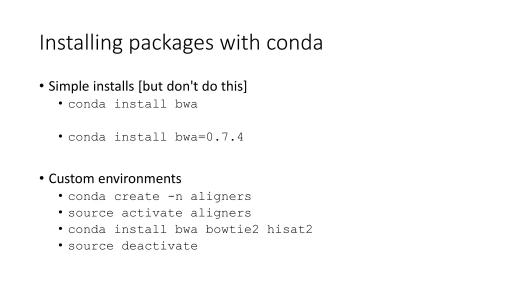 installing packages with conda