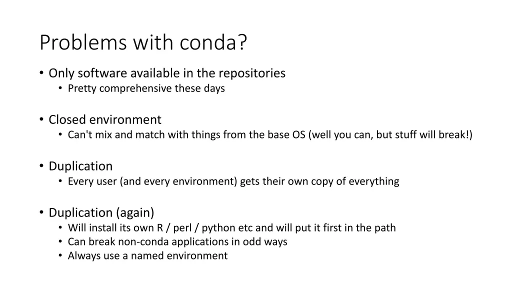 problems with conda