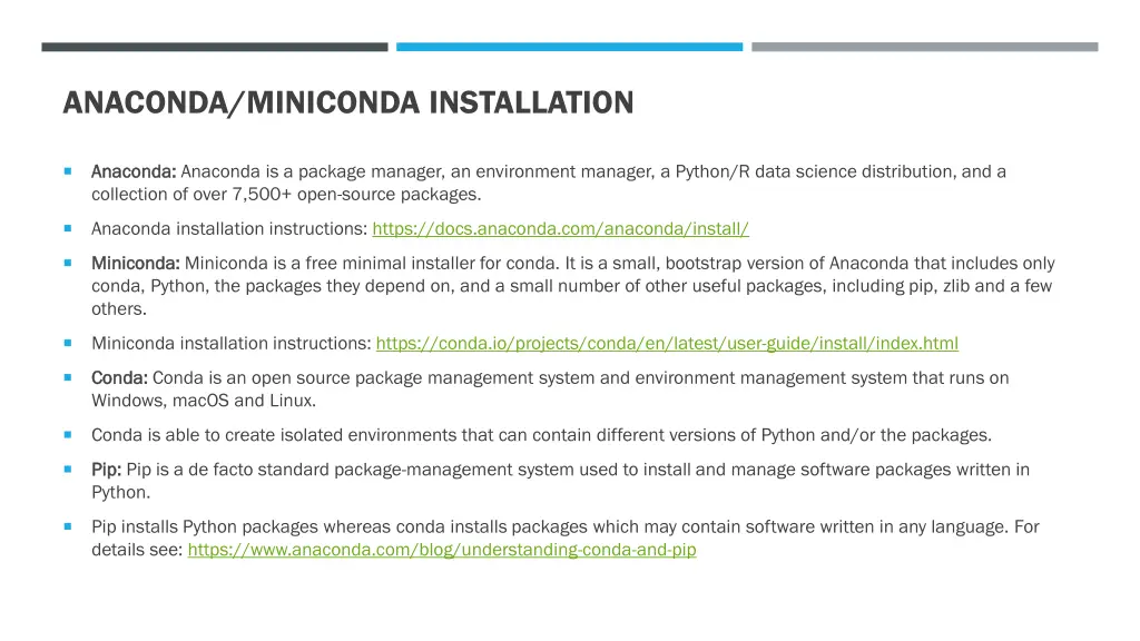 anaconda miniconda installation