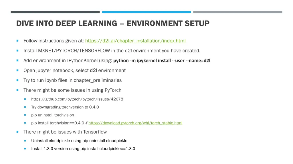dive into deep learning environment setup