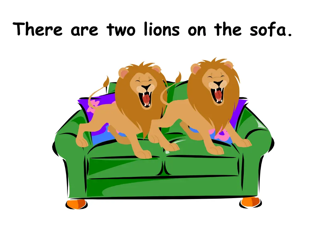 there are two lions on the sofa