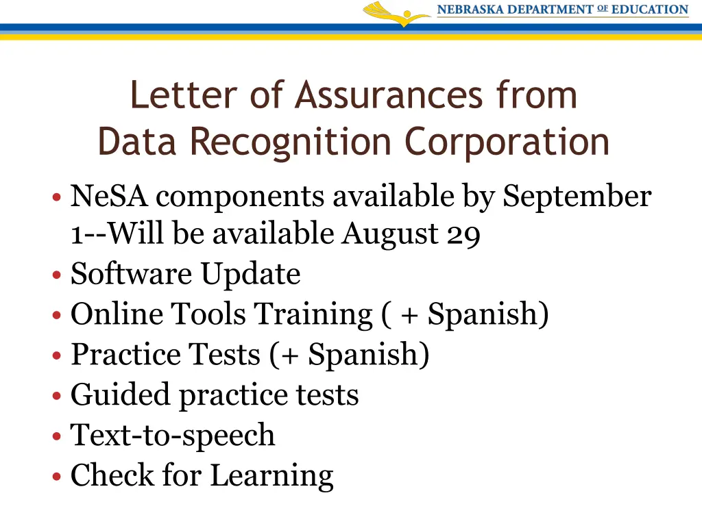 letter of assurances from data recognition