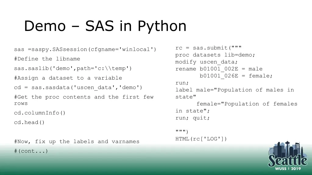 demo sas in python