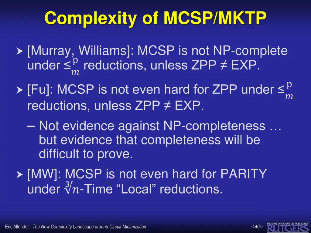 complexity of mcsp mktp 1