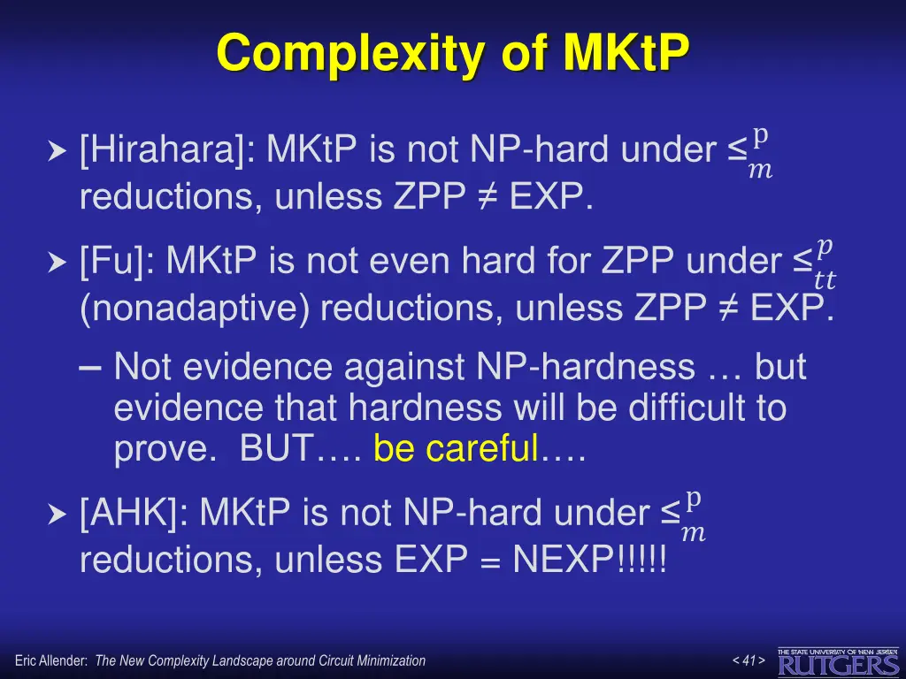 complexity of mktp