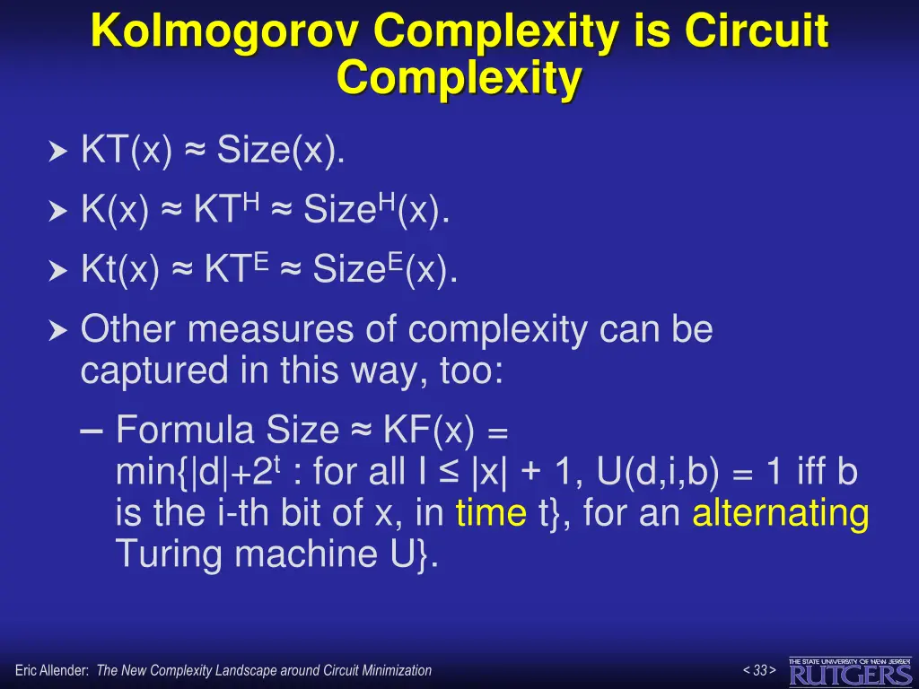 kolmogorov complexity is circuit complexity 1