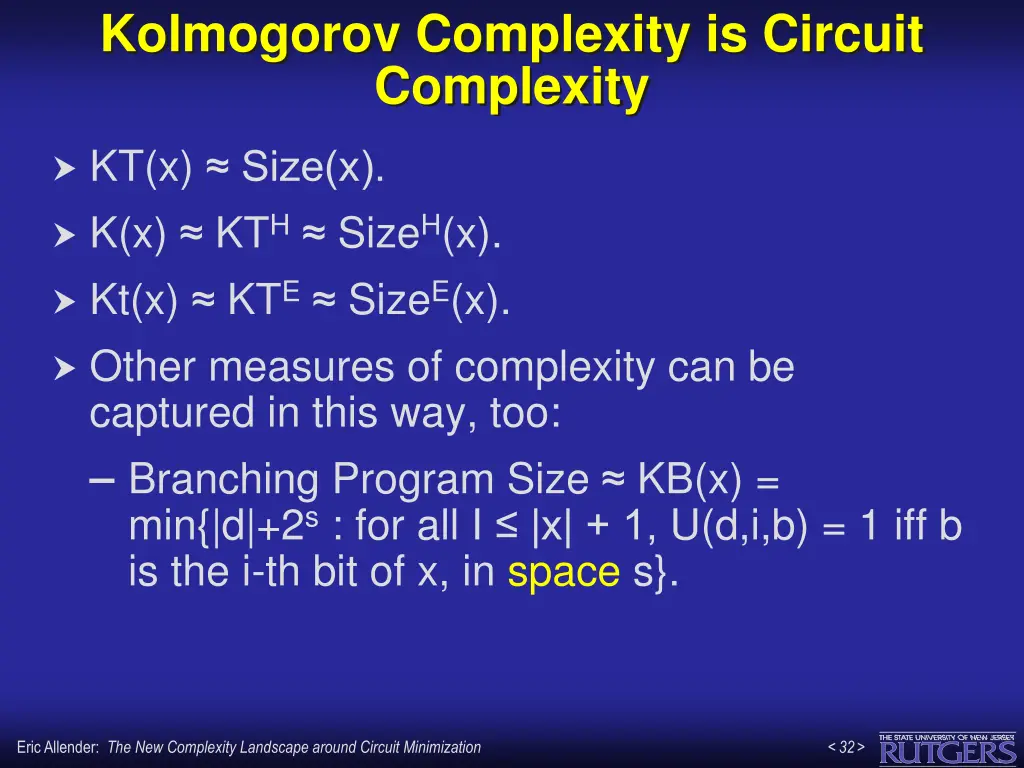 kolmogorov complexity is circuit complexity