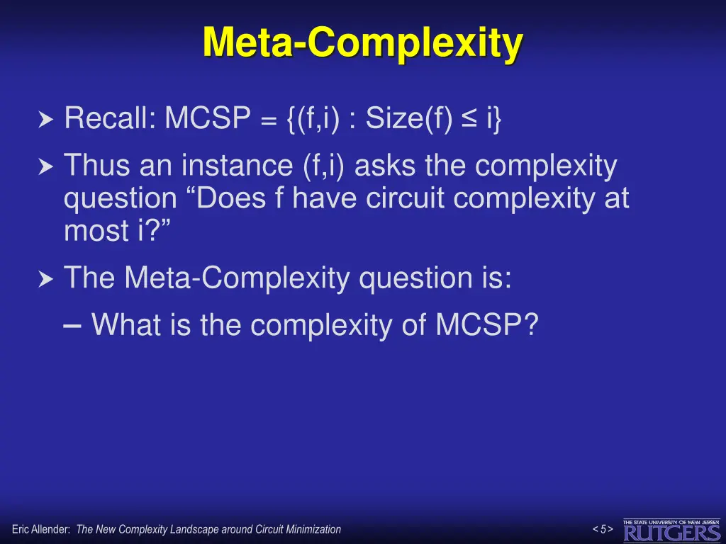 meta complexity 1