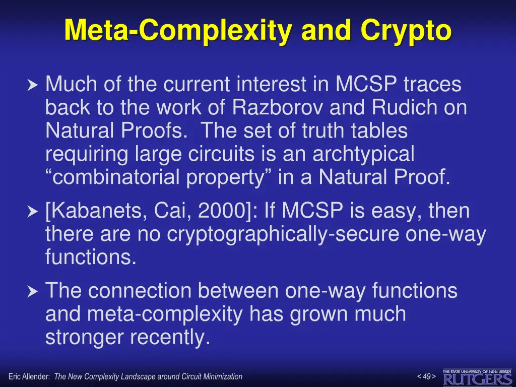 meta complexity and crypto