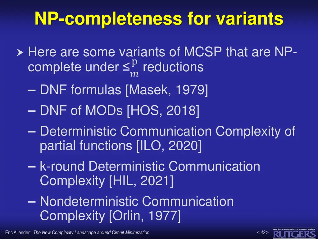 np completeness for variants