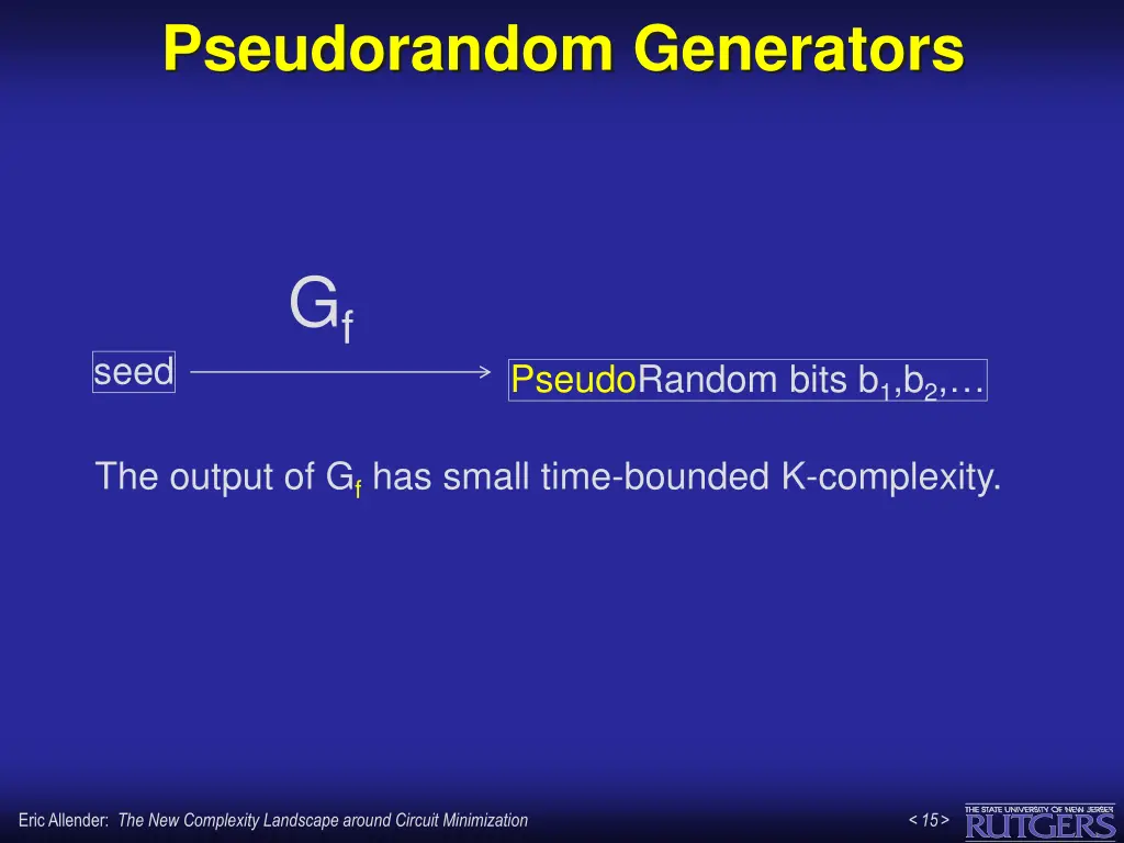 pseudorandom generators 1