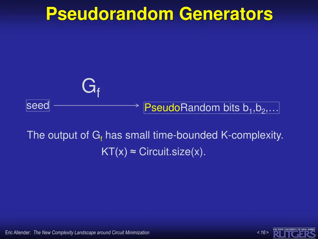 pseudorandom generators 2