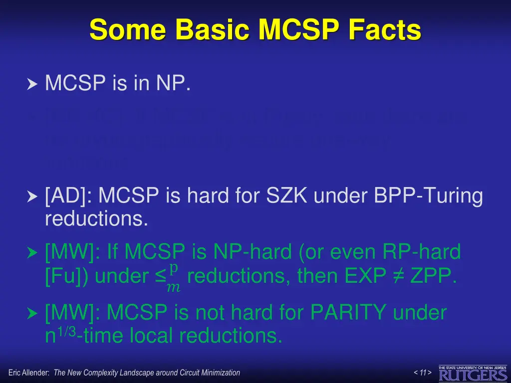 some basic mcsp facts 2