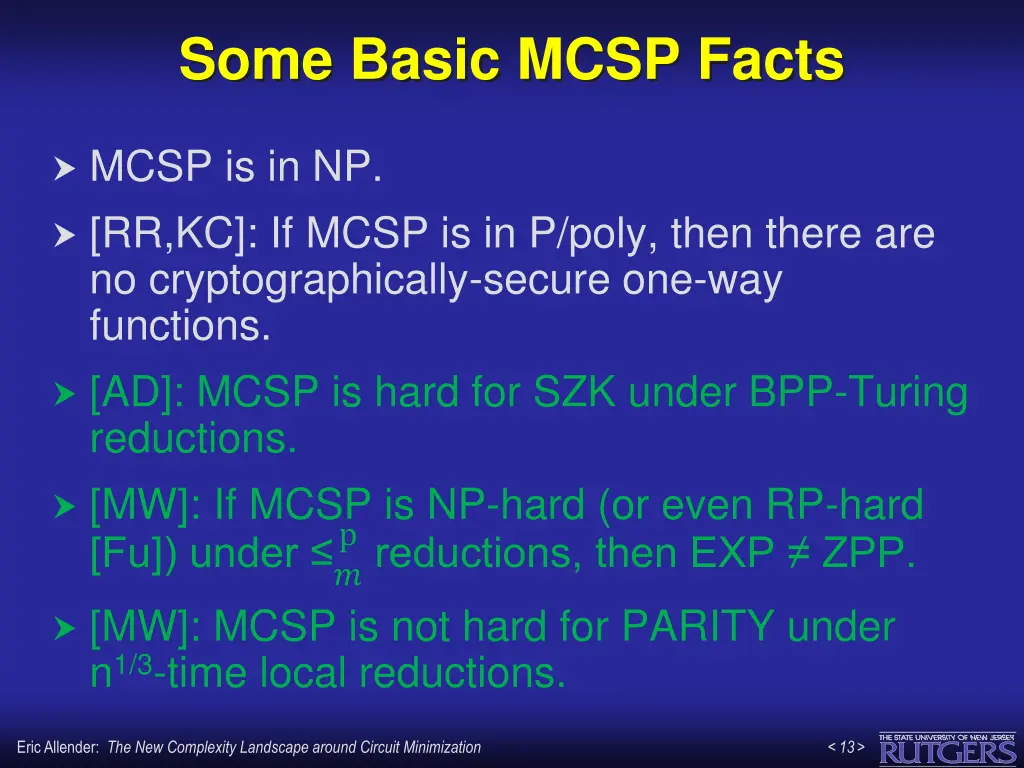 some basic mcsp facts 3