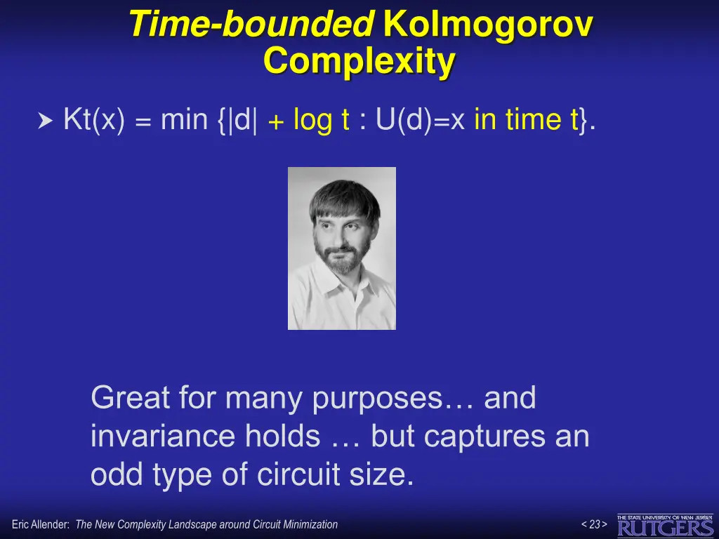 time bounded kolmogorov complexity 1