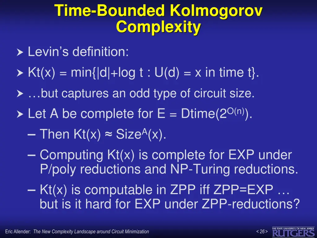 time bounded kolmogorov complexity 2