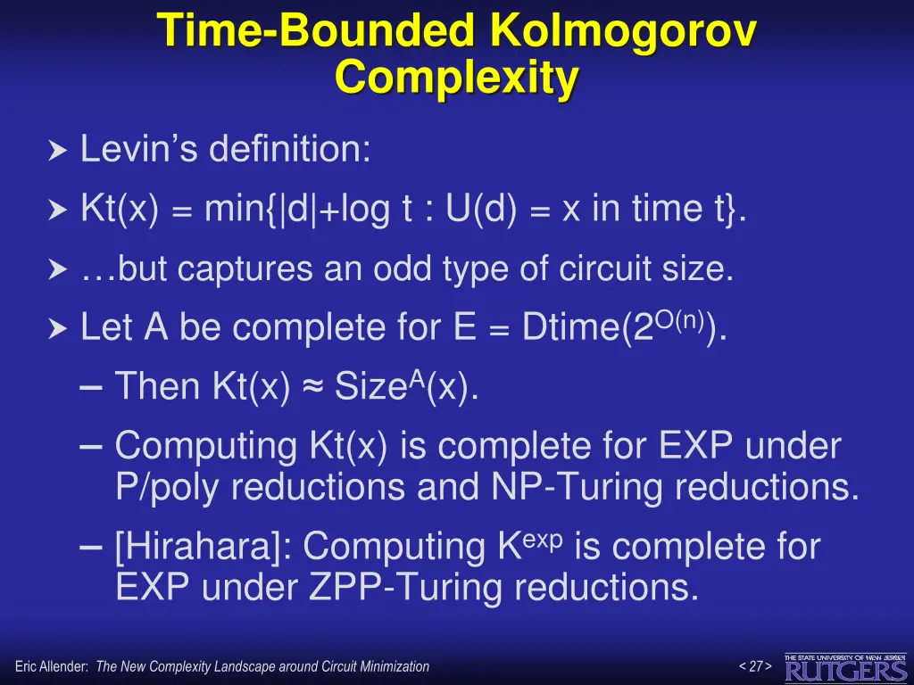 time bounded kolmogorov complexity 3