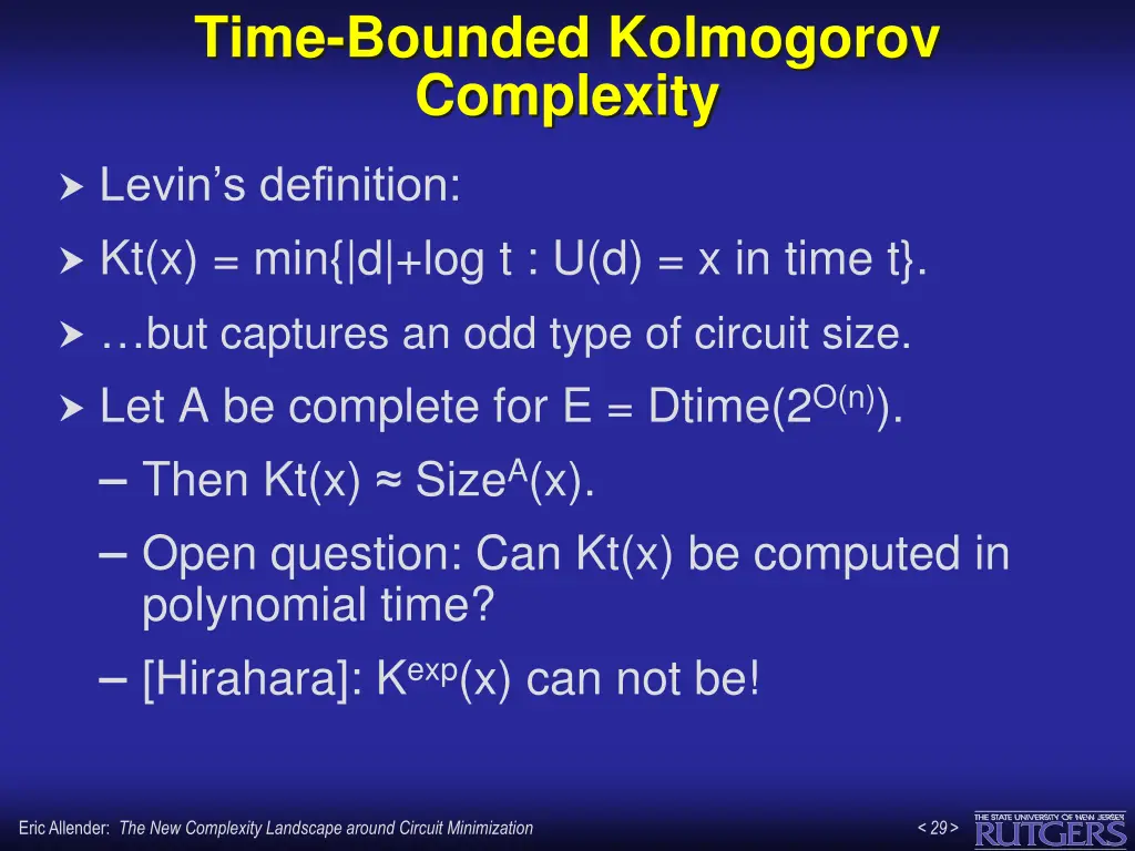time bounded kolmogorov complexity 5