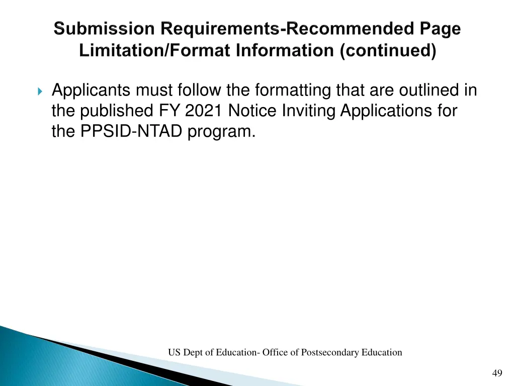 applicants must follow the formatting that