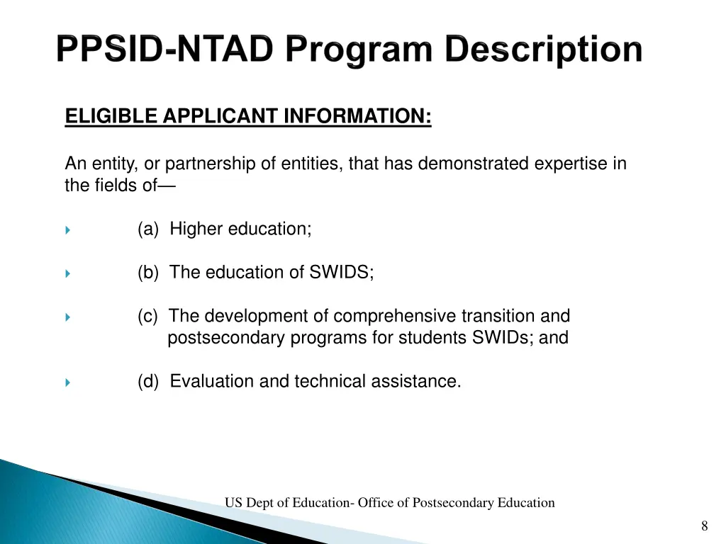 eligible applicant information