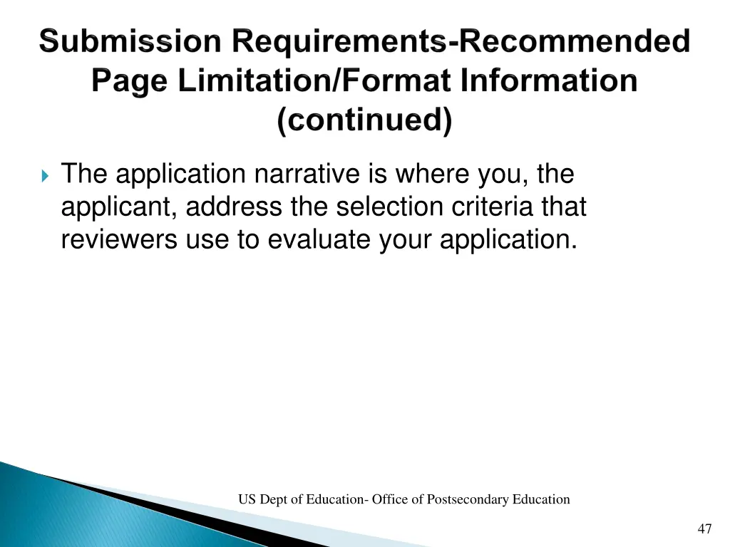 the application narrative is where